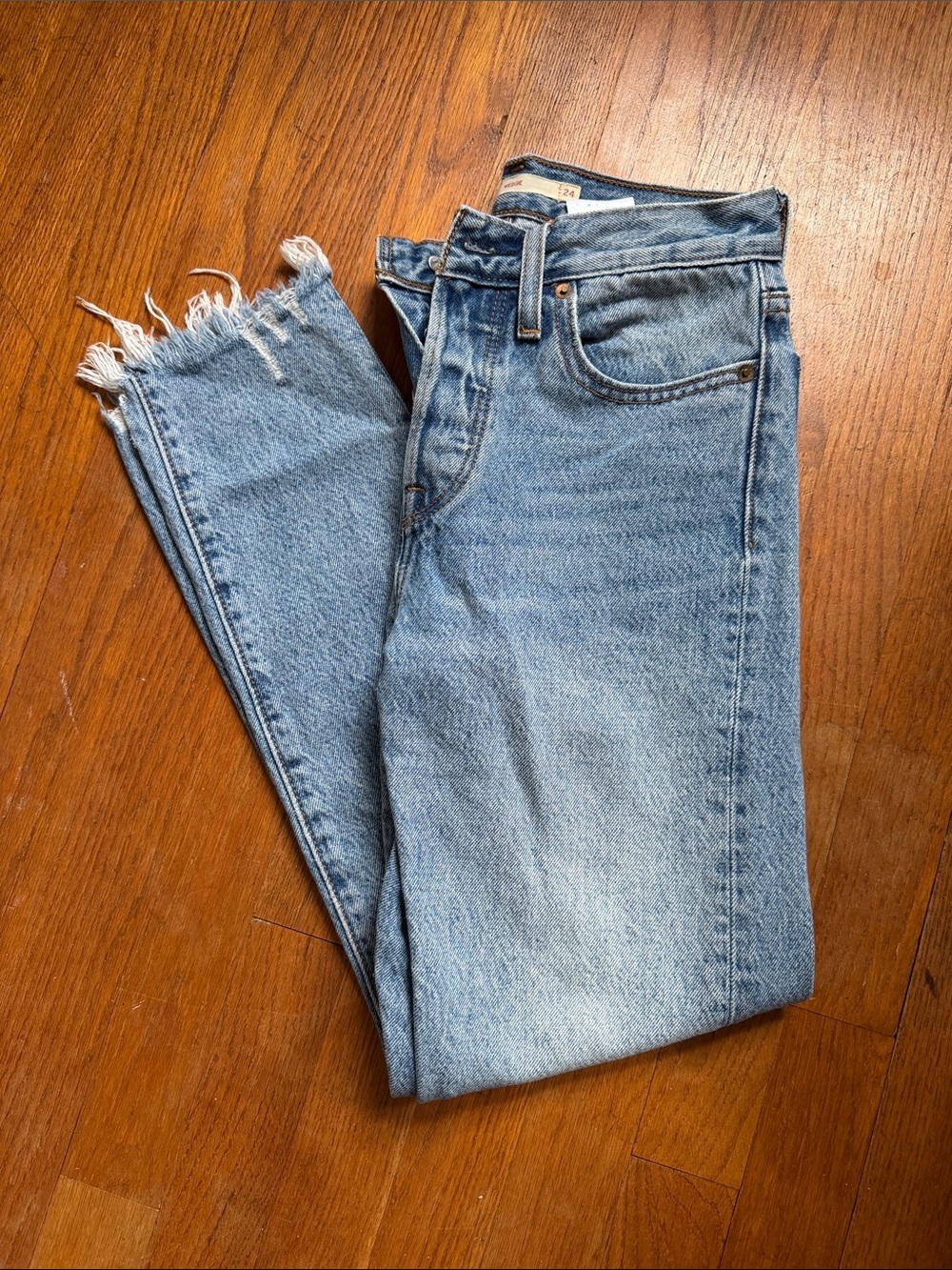 Levi's Light Blue High-Rise Cropped Straight Jeans